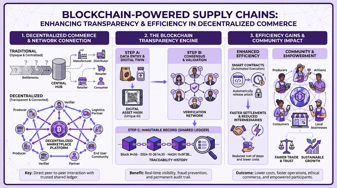Blockchain-Powered Supply Chains: Enhancing Transparency and Efficiency in Decentralized Commerce